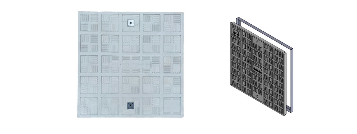 Kompozit Kare Rögar Kapağı Takımı 800x800 mm B125 - Kompozit Kare Rögar Kapakları