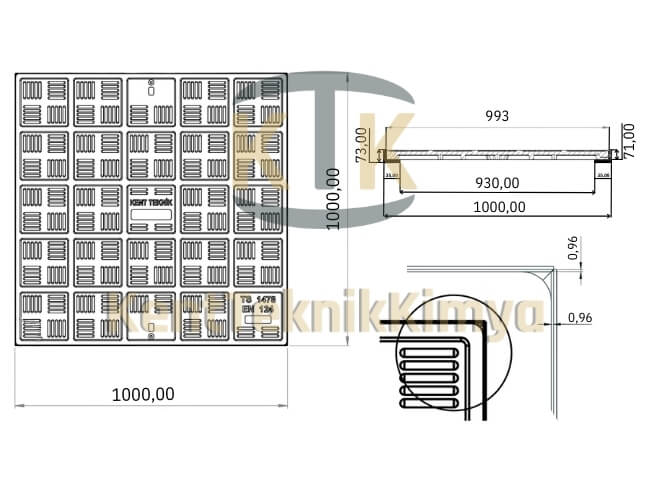 Kompozit Kare Rögar Kapağı Takımı 1000x1000 mm - Rögar Kapak