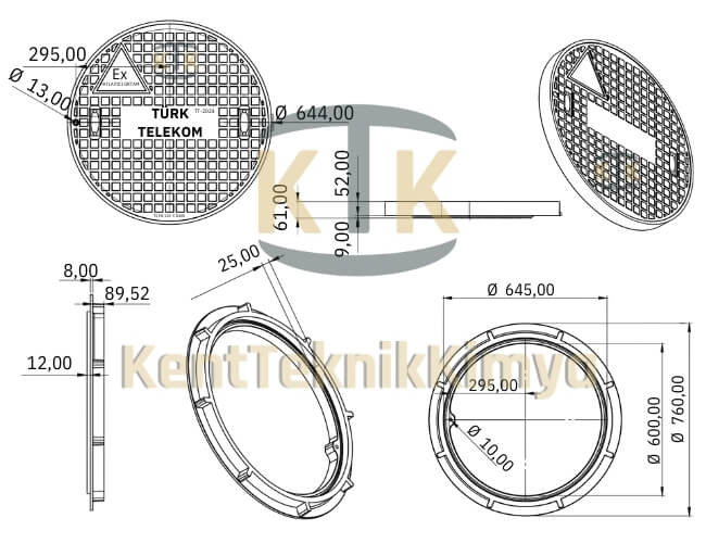 Kompozit Rögar Kapağı Takımı ø600mm TT1 Kalın Seri - Rögar Kapak