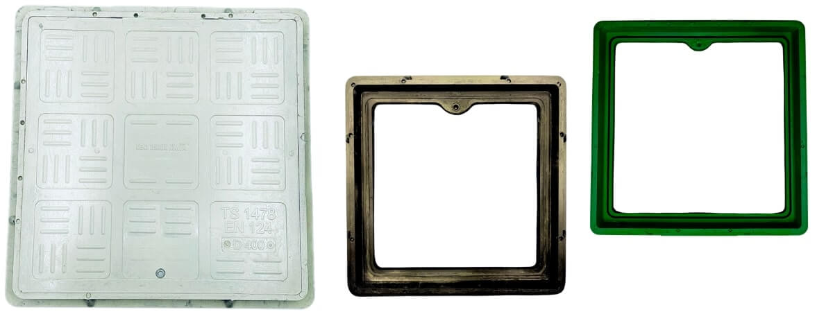 Kompozit Kare Rögar Kapağı Takımı 400x400 mm D400 - Kompozit Kare Rögar Kapakları