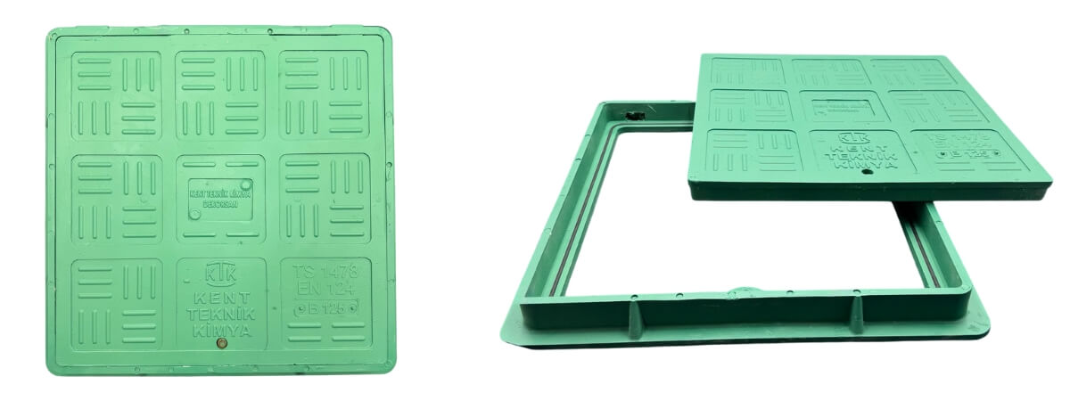 Kompozit Kare Rögar Kapağı Takımı 500x500 mm D400 - Kompozit Kare Rögar Kapakları
