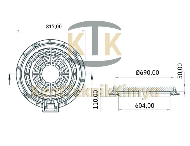 Kompozit Rögar Kapağı Takımı ø 600 mm Menteşeli - Rögar Kapak