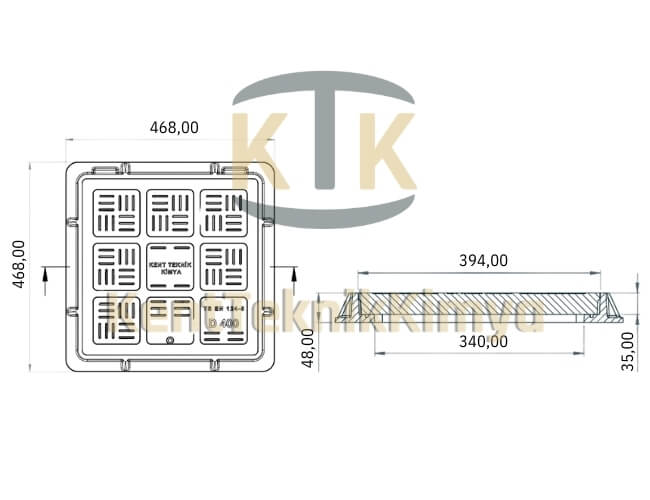 Kompozit Kare Rögar Kapağı Takımı 400x400 mm - Rögar Kapak