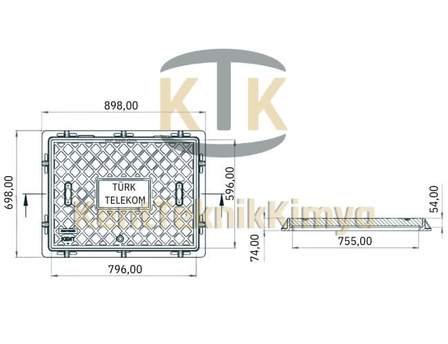 Kompozit Dikdörtgen Rögar Kapağı Takımı 600x800 mm - Rögar Kapak